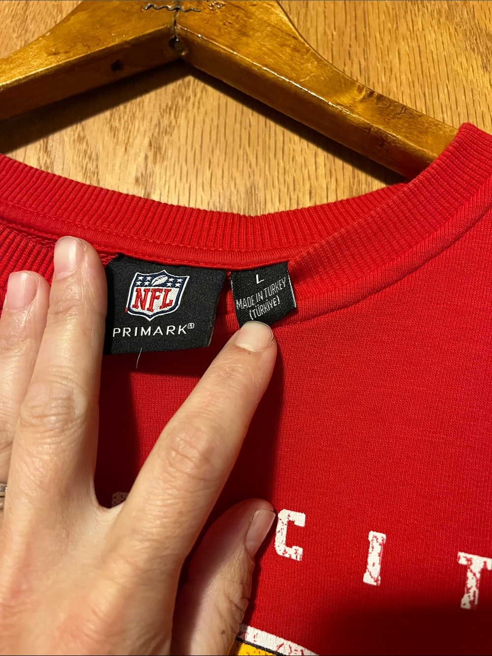 NFL Red Kansas City Chiefs Graphic Crewneck Sweatshirt with Yellow Lettering - Picture 2 of 13